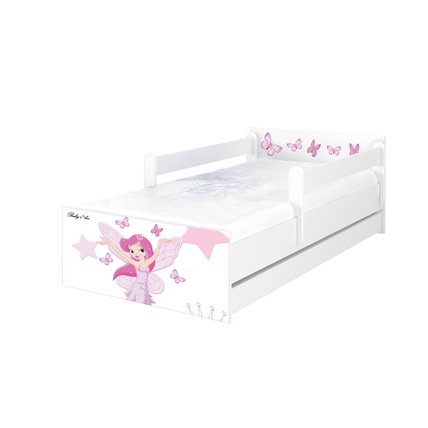 Ágyneműtartós gyerekágy ágyráccsal - MAX - fehér színben - Little Princess