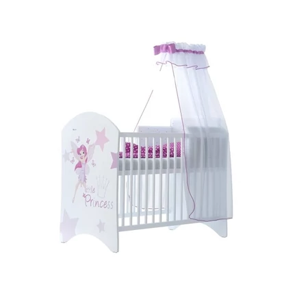 Rácsos kiságy babaágy - Standard - Little Princess mintával