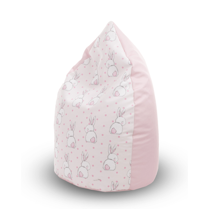 Csepp alakú babzsák puff gyerekeknek - rózsaszín nyuszis