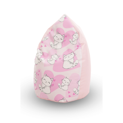 Csepp alakú babzsák puff gyerekeknek - rózsaszín cicás