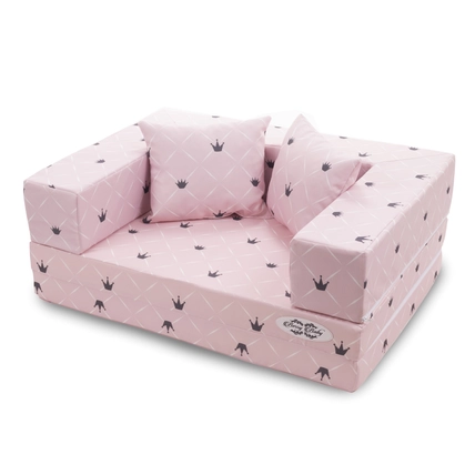 Berry Baby szivacs kanapéágy - levehető huzatos - rózsaszín Chesterfield koronás