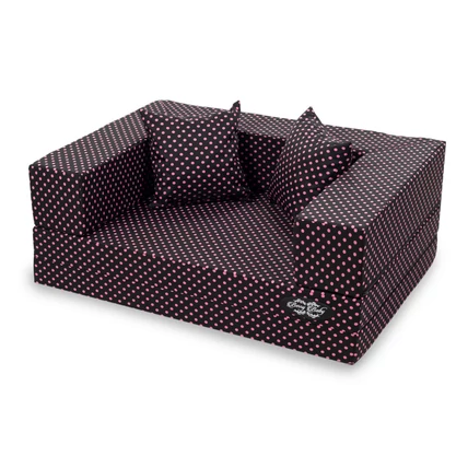 Berry Baby szivacs kanapéágy - csoki alapon rózsaszín pöttyös
