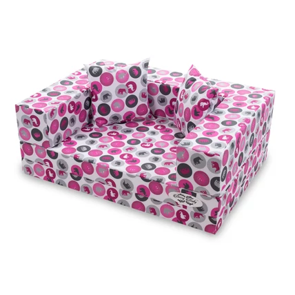 Berry Baby WEXTRA szivacs kanapéágy - levehető huzatos - pink elefántos