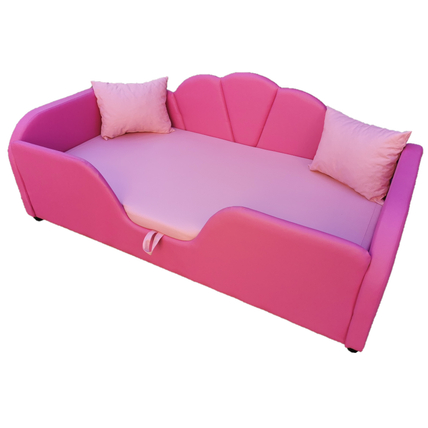 Prémium eco bőr keretes ágyneműtartós gyerekágy - pink rózsaszín