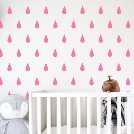 Berry Baby falmatrica szett gyerekszobába és babaszobába - rózsaszín esőcseppek