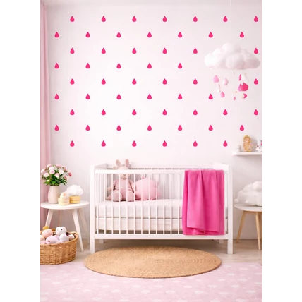 Berry Baby falmatrica szett gyerekszobába és babaszobába - pink esőcseppek
