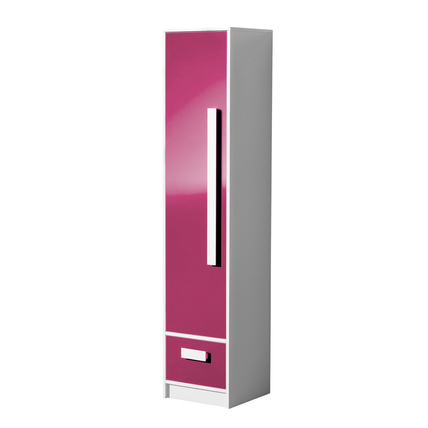 Ifjúsági szobákba szekrény többféle fogantyúval - System GULIVER 04 rózsaszín frontelem - fehér fogantyúk