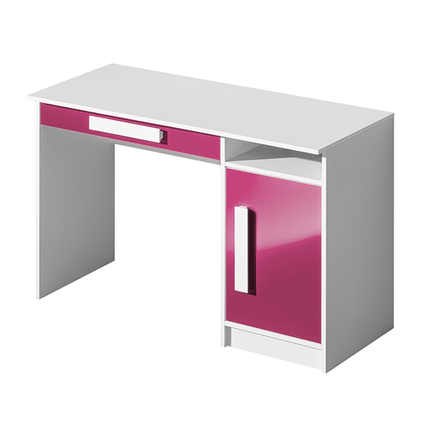 Ifjúsági szobákba íróasztal többféle fogantyúval - System GULIVER 09 rózsaszín frontelem - fehér fogantyúk