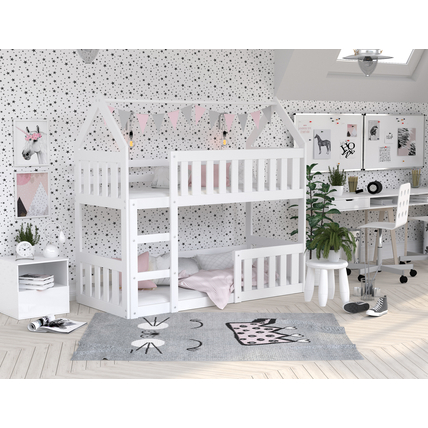 Domek Mini házikó formájú emeletes gyerekágy - fehér