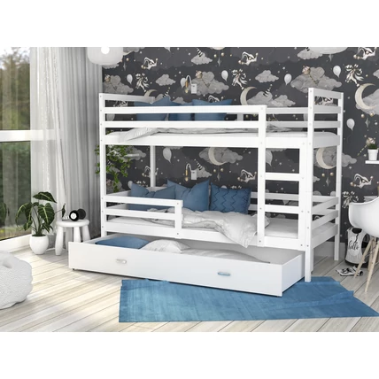 Ágyneműtartós emeletes gyerekágy - Basic - fehér 