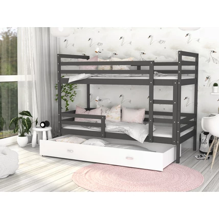 Ágyneműtartós emeletes gyerekágy - Basic - szürke fehér