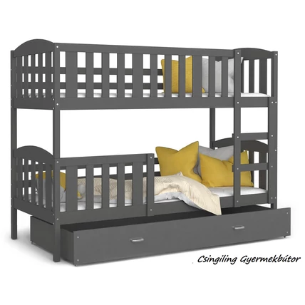 Ágyneműtartós emeletes gyerekágy - Kubus mdf - szürke