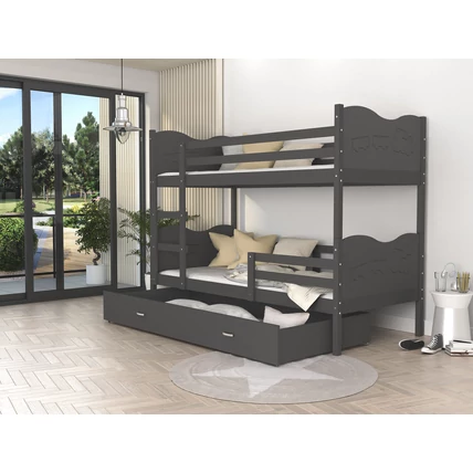 Ágyneműtartós emeletes gyerekágy - Max - szürke 