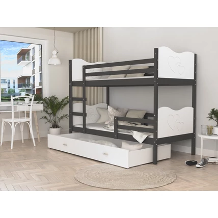 Ágyneműtartós emeletes gyerekágy - Max - szürke fehér