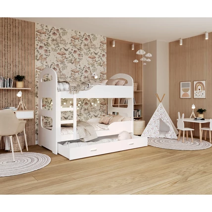 Dominik emeletes gyerekágy ágyneműtartóval - Fehér
