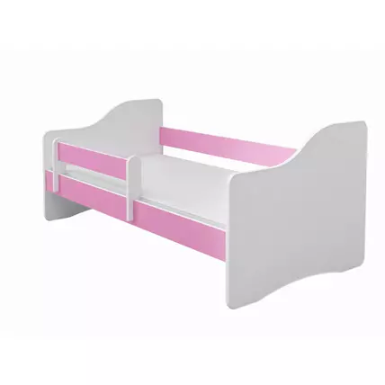 Leesésgátlós gyerekágy matraccal 80x160 cm - Sweet Happy - fehér-rózsaszín