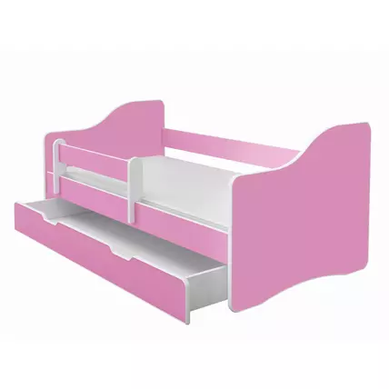 Ágyneműtartós gyerekágy matraccal 80x160 cm - Sweet Happy - rózsaszín