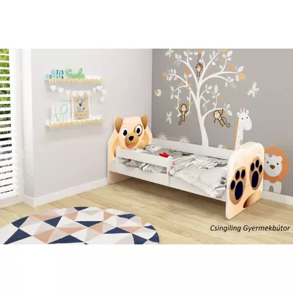 Leesésgátlós gyerekágy ágyráccsal és matraccal - Animals 80x160 cm - Puppy kutya