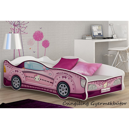 Autó formájú gyerekágy - Cars I. - 80x160 cm-es méretben - 12-es rózsaszín
