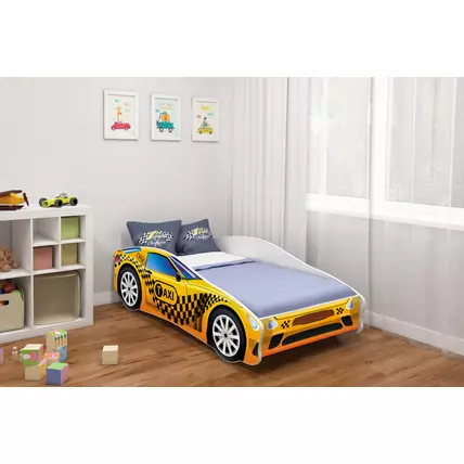 Cars II. autó formájú gyerekágy 80x180 cm - sárga Taxi