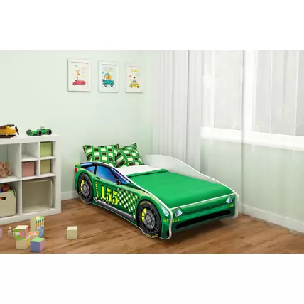 Cars II. autó formájú gyerekágy 80x180 cm - zöld