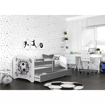 Ágyneműtartós gyerekágy ágyráccsal - fekvőfelülete 90x180 cm - Cool Beds - 21L Focilabda