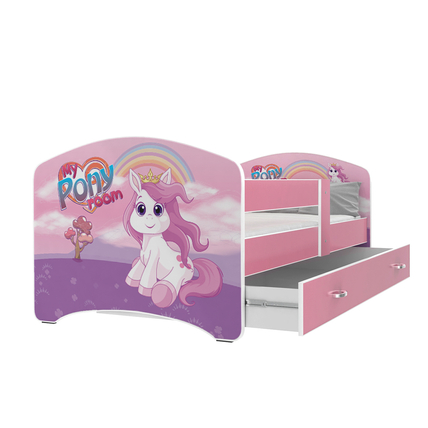 Ágyneműtartós gyerekágy ágyráccsal - 4 méretben - Cool Beds - 39L rózsaszín pónis