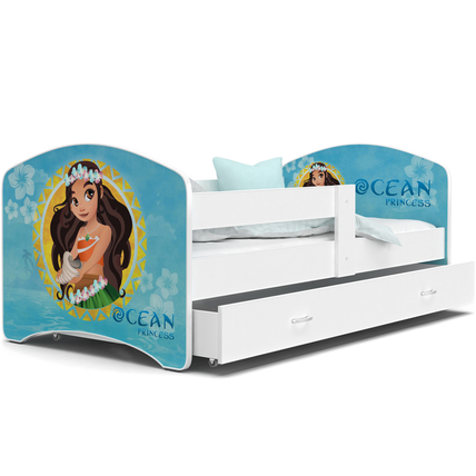 Ágyneműtartós gyerekágy ágyráccsal - 80x140 cm-es fekvőfelülettel - Cool Beds - Ocean Princess