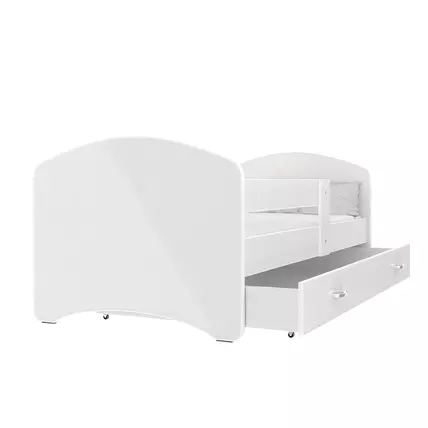Ágyneműtartós gyerekágy ágyráccsal - 80x140 cm-es fekvőfelülettel - Cool Beds - Fehér támlás