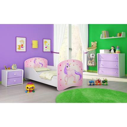 Gyerekágy leesésgátlóval és ágyráccsal - Dream - póni mintás