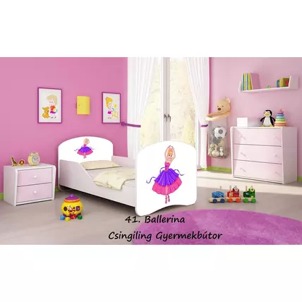 Gyerekágy leesésgátlóval és ágyráccsal 80x180 cm - Dream - balerina