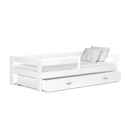 Leesésgátlós ágyneműtartós gyerekágy ágyráccsal 80x190 cm - Hugo mdf - fehér
