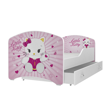 Leesésgátlós gyerekágy ágyneműtartóval és ágyráccsal - Hello Kitty jellegű