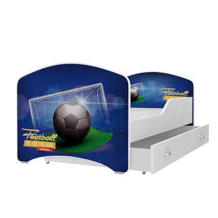 Leesésgátlós gyerekágy ágyneműtartóval és ágyráccsal - Football focis
