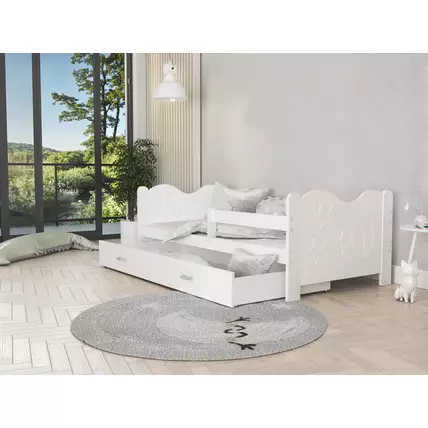 Leesésgátlós ágyneműtartós gyerekágy 80x190 cm - Mikolaj - fehér