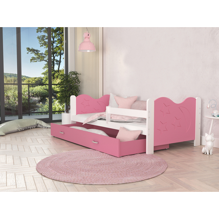 Leesésgátlós ágyneműtartós gyerekágy - Mikolaj - fehér rózsaszín
