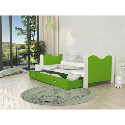 Leesésgátlós ágyneműtartós gyerekágy - Mikolaj - fehér zöld