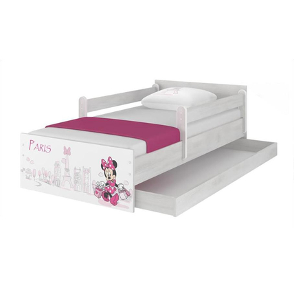Ágyneműtartós gyerekágy ágyráccsal - Disney MAX - Minnie egeres