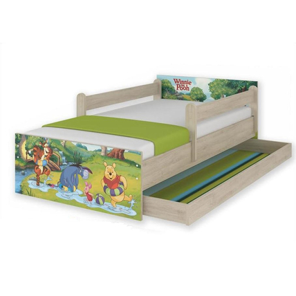 Ágyneműtartós gyerekágy ágyráccsal - Disney MAX - Micimackó