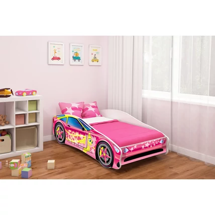 Cars II. autó formájú gyerekágy 80x180 cm - rózsaszín pónis