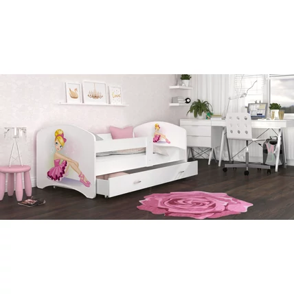 Ágyneműtartós gyerekágy ágyráccsal - fekvőfelülete 80x160 cm - Cool Beds - 03L Balerinás