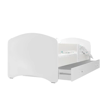 Ágyneműtartós gyerekágy ágyráccsal - fekvőfelülete 90x180 cm - Cool Beds - Fehér támlás
