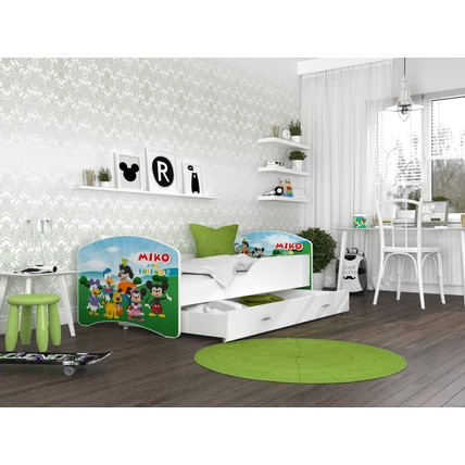 Leesésgátlós gyerekágy ágyneműtartóval 80x180 cm - Miko egeres