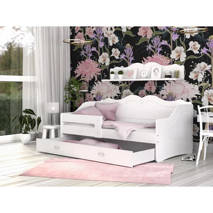 Leesésgátlós és ágyneműtartós gyerekágy - Lili 80x180 cm - fehér
