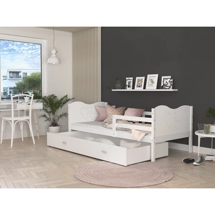 Leesésgátlós ágyneműtartós gyerekágy ágyráccsal - Max - fehér