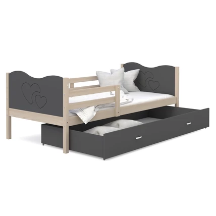 Leesésgátlós ágyneműtartós gyerekágy ágyráccsal - Max - fenyő szürke