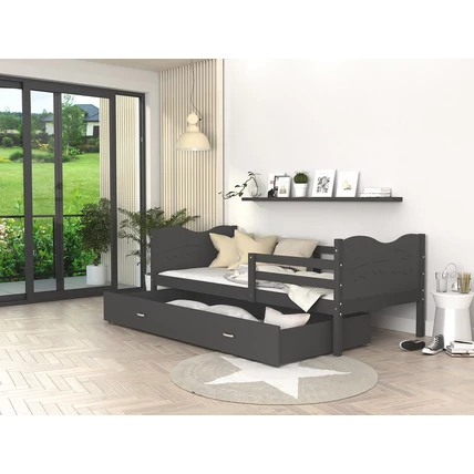 Leesésgátlós ágyneműtartós gyerekágy ágyráccsal - Max - szürke