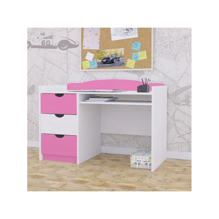 Classic B05 gyerek íróasztal 3 fiókkal - fehér-pink