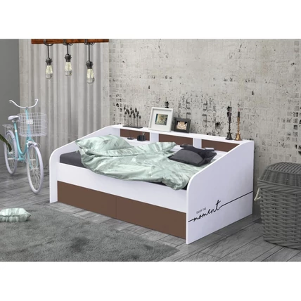 A Vintage ifjúsági gyerekágy beépített polcokkal 90x180 cm - 51 - cappuccino kerettel