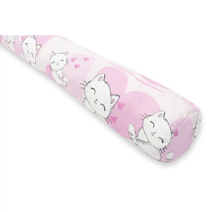 Hengerpárna 150 cm hosszúságban és prémium bútorszövettel - Sweet Kitty rózsaszín cicás